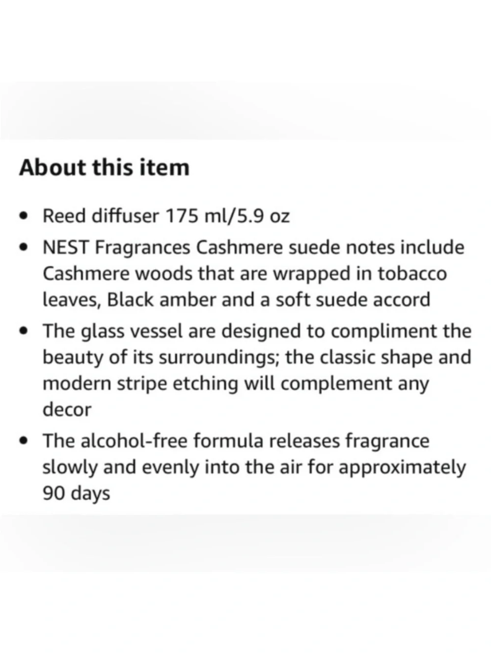 NEST Fragrances CASHMERE SUEDE REED DIFFUSER 5.9 fl oz New Sealed No Box
